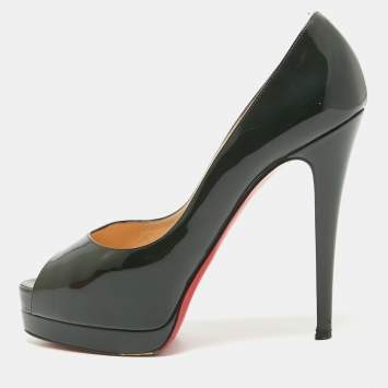 Pre Owned Christian Louboutin Dark Green Patent Leather Altadama Pumps Size 40