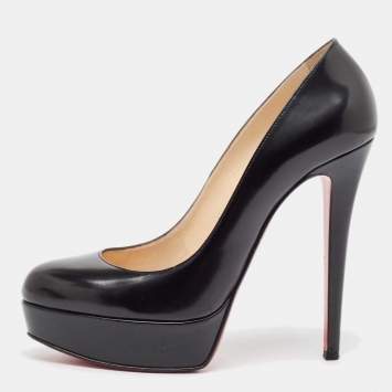Pre Owned Christian Louboutin Black Leather Bianca Pumps Size 38