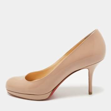 Pre Owned Christian Louboutin Dusty Pink Patent Leather Prorata Pumps Size 38