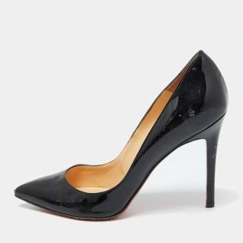 Pre Owned Christian Louboutin Black Patent Leather Pigalle Pumps 38.5