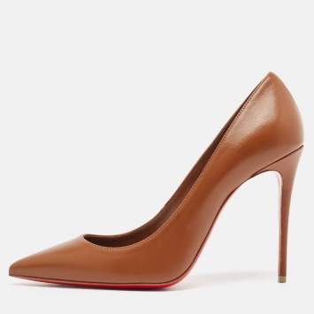 Pre Owned Christian Louboutin Brown Leather Kate Pumps Size 39.5