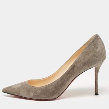 Pre Owned Christian Louboutin Grey Suede Kate Pumps Size 40