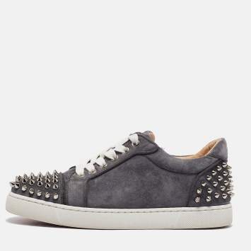 Pre Owned Christian Louboutin Grey Suede Orlato Lace Up Sneakers Size 37