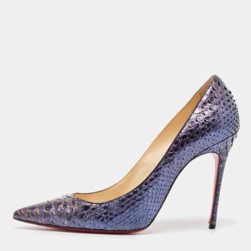 Pre Owned Christian Louboutin Metallic Blue Python Kate Pumps Size 39.5