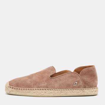 Pre Owned Christian Louboutin Beige Suede Espadon Espadrille Flats Size 39