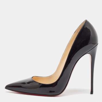 Pre Owned Christian Louboutin Black Patent Leather So Kate Pumps Size 38.5