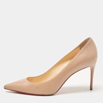 Pre Owned Christian Louboutin Dusty Pink Leather Kate Pumps Size 39.5