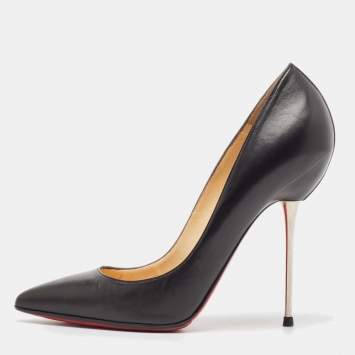 Pre Owned Christian Louboutin Black Leather Lipsinka Pumps Size 38.5