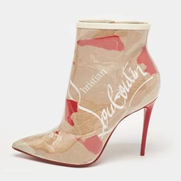 Pre Owned Christian Louboutin Transparent PVC So Kate Ankle Boots Size 37.5