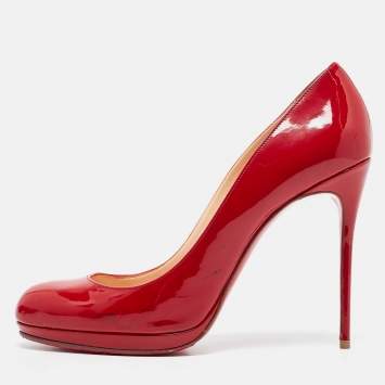 Pre Owned Christian Louboutin Red Patent Leather Neofilo Pumps Size 41
