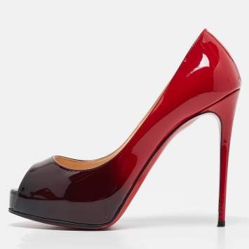 Pre Owned Christian Louboutin Red/Black Ombre Patent Leather New Very Prive Pumps Size 36