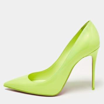 مملوكة مسبقًا Christian Louboutin Neon Green Patent Leather Kate Pumps Size 39