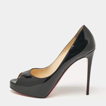 Pre Owned Christian Louboutin Black Patent Leather New Very Prive Pumps Size 39