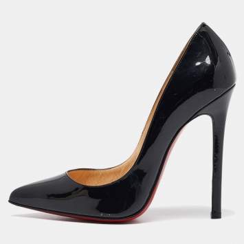 Pre Owned Christian Louboutin Black Patent Leather Pigalle Pumps Size 38