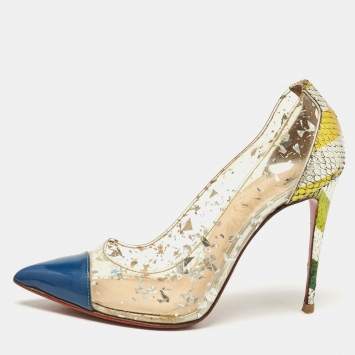 Pre Owned Christian Louboutin Multicolor Patent Leather and PVC Debout Pumps Size 38