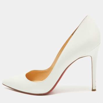 Pre Owned Christian Louboutin White Patent Leather Pigalle Pumps Size 40