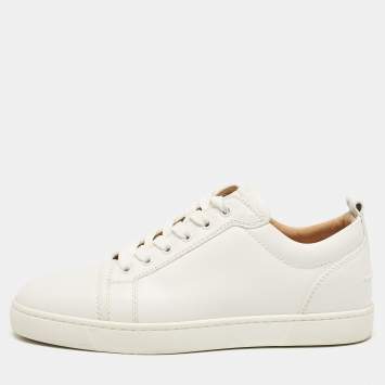 Pre Owned Christian Louboutin White Leather Louis Junior Low Top Sneakers Size 40.5