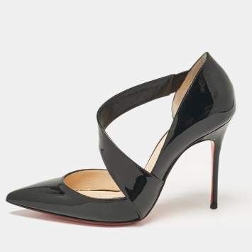 Pre Owned Christian Louboutin Black Patent Leather Ograde Pumps Size 35.5