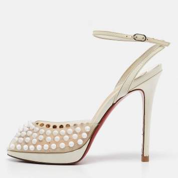 Pre Owned Christian Louboutin Transparent/Cream Patent and PVC St Jeanette Pumps Size 36