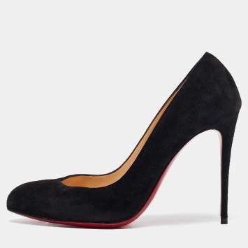 Pre Owned Christian Louboutin Black Suede Corneille Pumps Size 38.5