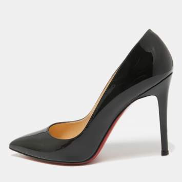 Pre Owned Christian Louboutin Black Patent Leather Pigalle Pumps Size 38.5