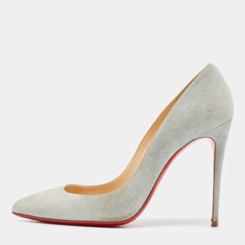 Pre Owned Christian Louboutin Light Blue Suede Pigalle Pumps Size 38