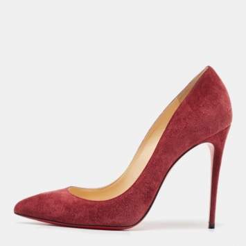Pre Owned Christian Louboutin Burgundy Suede So Kate Pumps Size 38