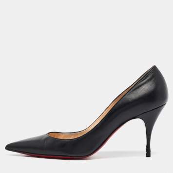 Pre Owned Christian Louboutin Black Leather Pigalle Pointed Toe Pumps Size 39