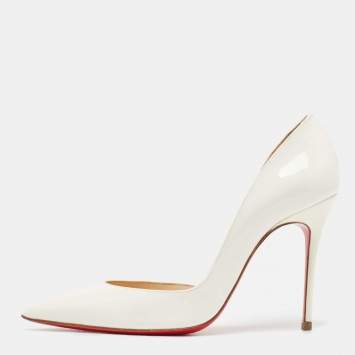 Pre Owned Christian Louboutin White Patent Leather Iriza Pumps Size 35.5