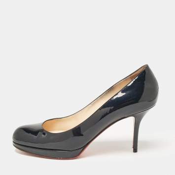 Pre Owned Christian Louboutin Navy Blue Patent Leather Prorata Pumps Size 40