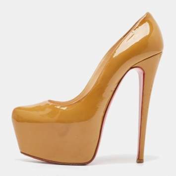 Christian Louboutin Beige Patent Leather Daffodile Pumps Size 38