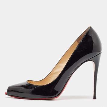 Pre Owned Christian Louboutin Black Patent Leather Tibur Pumps Size 39