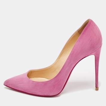 Pre Owned Christian Louboutin Light Pink Suede Pigalle Follies Pumps Size 38