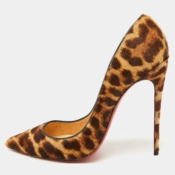 Pre Owned Christian Louboutin Brown Leopard Print Calf Hair So Kate Pumps Size 39