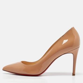Pre Owned Christian Louboutin Beige Patent Leather Pigalle Pumps Size 41
