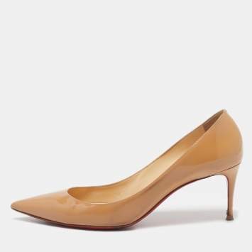 Pre Owned Christian Louboutin Beige Patent Leather Pigalle Pumps Size 41