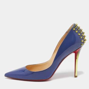 Pre Owned Christian Louboutin Blue Patent Leather Zappa Pumps Size 38