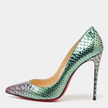 Pre Owned Christian Louboutin Two Tone Python So Kate Pointed Toe Pumps Size 39