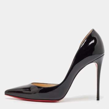 Pre Owned Christian Louboutin Black Patent Leather Iriza D'orsay Pumps Size 38
