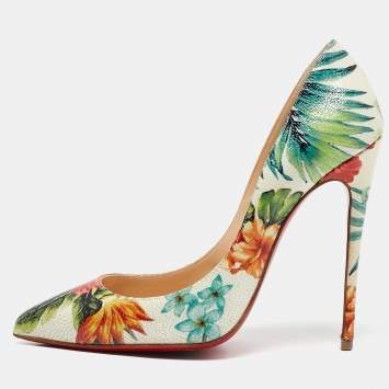 Pre Owned Christian Louboutin Multicolor Floral Printed Leather Pigalle Follies Pumps Size 37