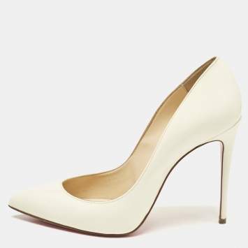 Pre Owned Christian Louboutin Off White Patent Leather Pigalle Follies Pumps Size 37.5