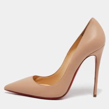 Pre Owned Christian Louboutin Beige Leather So Kate Pumps Size 38