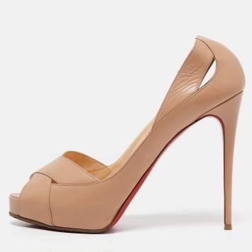 Pre Owned Christian Louboutin Beige Leather Academia Pumps Size 41
