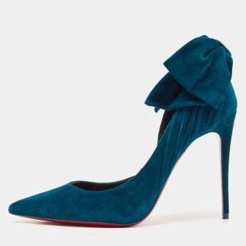Pre Owned Christian Louboutin Blue Suede Rabakate 100 Pumps Size 36