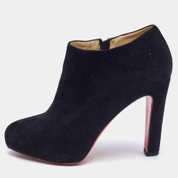 Christian Louboutin Black Suede Belle Ankle Boots Size 37.5