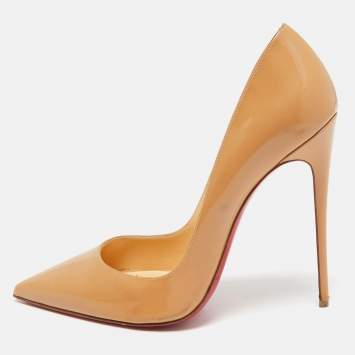 Pre Owned Christian Louboutin Beige Patent Leather So Kate Pumps Size 40