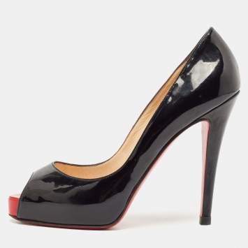 Pre Owned Christian Louboutin Black Patent Leather New Very Prive Pumps Size 37