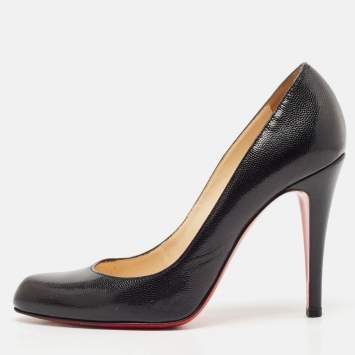 Pre Owned Christian Louboutin Black Leather Elisa Pumps Size 37