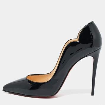 Pre Owned Christian Louboutin Black Patent Leather Hot Chick Pumps Size 39.5
