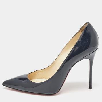 Pre Owned Christian Louboutin Navy Blue Patent Leather Pigalle Pumps Size 39